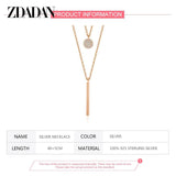 925 Silver Double Layer Necklace Chains for Women