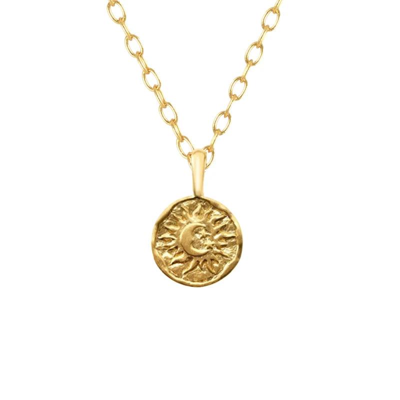 Sun Moon Clavicular Bone Necklace Silver 925 Zircon Women's Necklace