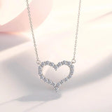 925 Silver Heart Zircon Pendant Necklace Women Jewelry