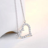 925 Silver Heart Zircon Pendant Necklace Women Jewelry