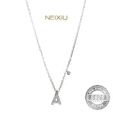925 Silver Letter Zircon Necklace Minimalist Pendant Name Jewelry