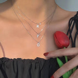 925 Silver Letter Zircon Necklace Minimalist Pendant Name Jewelry