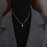 925 Silver Letter Zircon Necklace Minimalist Pendant Name Jewelry