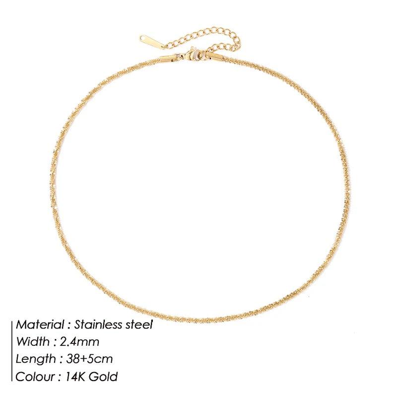 Silver Sparkling Snake Chain Choker Stainless Steel Necklace