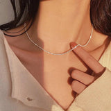 Silver Sparkling Snake Chain Choker Stainless Steel Necklace