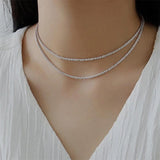 Silver Sparkling Snake Chain Choker Stainless Steel Necklace