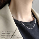 Silver Sparkling Snake Chain Choker Stainless Steel Necklace