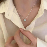 925 Silver Mint Green Crystal Necklace Sweet Jewelry Birthday Gift