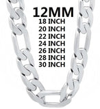 Sterling Silver Men's Necklace 12MM Cuban Chain