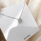 Cubic Zircon Snowflake Pendant Necklace 925 Silver