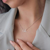 Double Letter Heart Necklace Custom Name BFF Jewelry