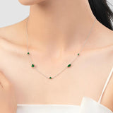 925 Silver Rainbow Zirconia Pendant Necklace Geometric Chain for Women