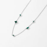 925 Silver Rainbow Zirconia Pendant Necklace Geometric Chain for Women