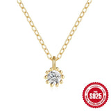 Single Zircon Necklace S925 Sterling Silver Women Gift