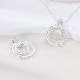 925 Sterling Silver Necklace Women Round Pendent CZ
