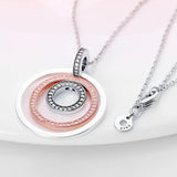 925 Sterling Silver Necklace Women Round Pendent CZ