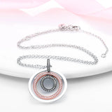 925 Sterling Silver Necklace Women Round Pendent CZ