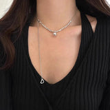 925 Silver Circular Geometry Necklace Heart Jewelry