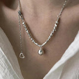 925 Silver Circular Geometry Necklace Heart Jewelry
