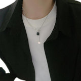 925 Silver Geometric Zircon Tassel Choker Necklace for Women