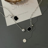 925 Silver Geometric Zircon Tassel Choker Necklace for Women