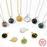 925 Sterling Silver Natural Stone Necklace Pendant for Women