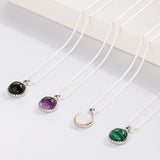 925 Sterling Silver Natural Stone Necklace Pendant for Women