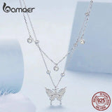 925 Silver Butterfly Pendant Necklace with Tassel