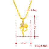 24K Water Wave Chain Necklaces for Women Four-Leaf Clover Pendant