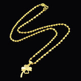 24K Water Wave Chain Necklaces for Women Four-Leaf Clover Pendant