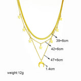 Moon Stars Pendant Necklace For Women Vintage Jewelry