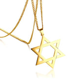 Star of David Pendant Necklace 24'' Chain Male Jewelry