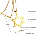Star of David Pendant Necklace 24'' Chain Male Jewelry