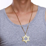 Star of David Pendant Necklace 24'' Chain Male Jewelry