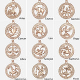 Zodiac Sign Constellations Pendant Necklace 585 Rose Gold Men Women GPM16