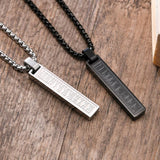 Men's Stainless Steel Roman Numerals Bar Pendant Necklace