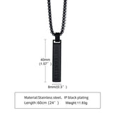 Men's Stainless Steel Roman Numerals Bar Pendant Necklace