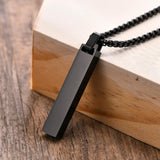 Men's Stainless Steel Roman Numerals Bar Pendant Necklace