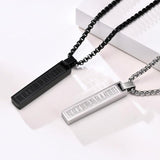 Men's Stainless Steel Roman Numerals Bar Pendant Necklace