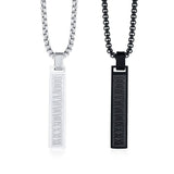 Men's Stainless Steel Roman Numerals Bar Pendant Necklace