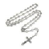 1 Pc Round Metal Bead Catholic Rosary Bead Cross Necklace