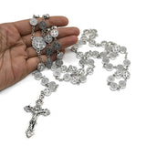 1 Pc Round Metal Bead Catholic Rosary Bead Cross Necklace