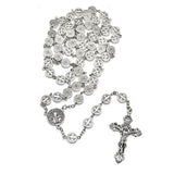 1 Pc Round Metal Bead Catholic Rosary Bead Cross Necklace