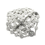 1 Pc Round Metal Bead Catholic Rosary Bead Cross Necklace