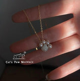 925 Silver Animal Footprints Dog Cat Paw Necklaces Pendants Women Gift