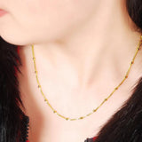 24K Plated Beaded Necklace Short Chain for Woman Jewelry