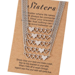 4 Pcs Stainless Steel Heart-shaped Necklaces for Sister Friendship