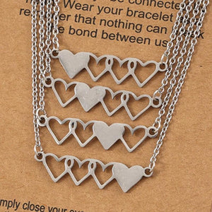 4 Pcs Stainless Steel Heart-shaped Necklaces for Sister Friendship
