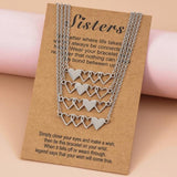 4 Pcs Stainless Steel Heart-shaped Necklaces for Sister Friendship