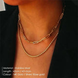 Layered Twist Chain Necklaces for Women 316L Stainless Steel Jewelry